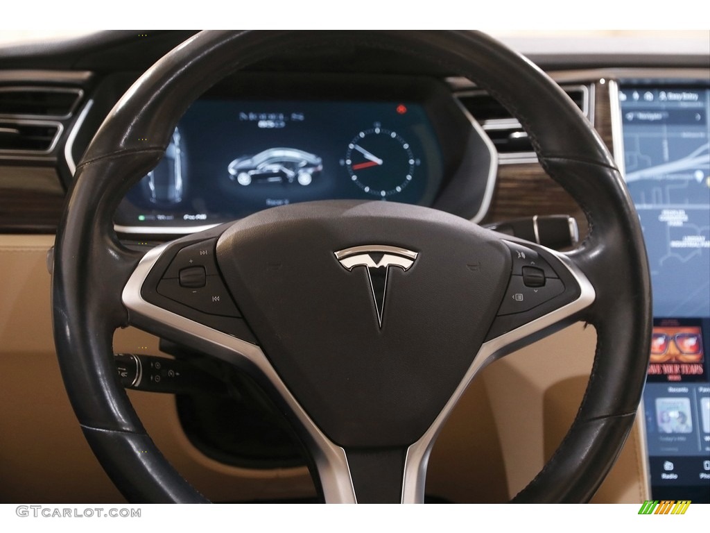 2015 Tesla Model S 85D Tan Steering Wheel Photo #143849086