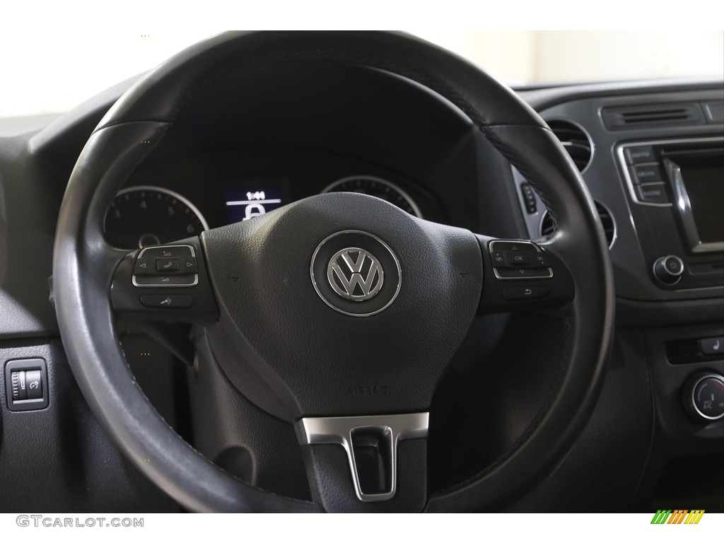 2016 Volkswagen Tiguan S 4MOTION Charcoal Steering Wheel Photo #143857885