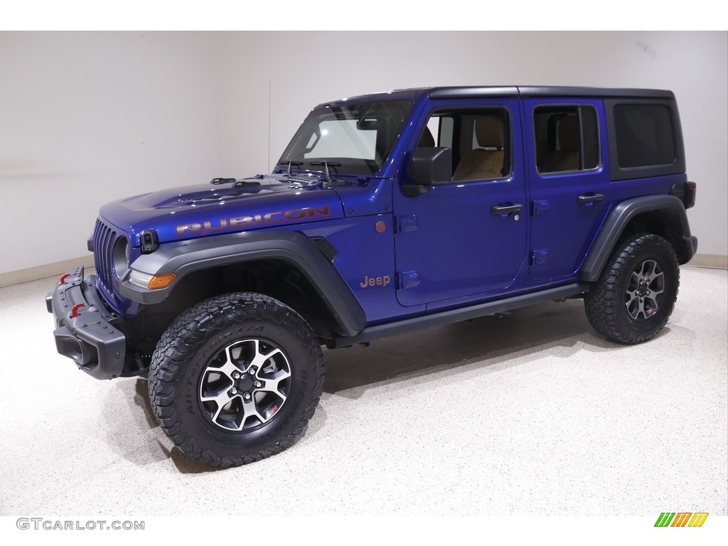 2018 Wrangler Unlimited Rubicon 4x4 - Ocean Blue Metallic / Black/Heritage Tan photo #3