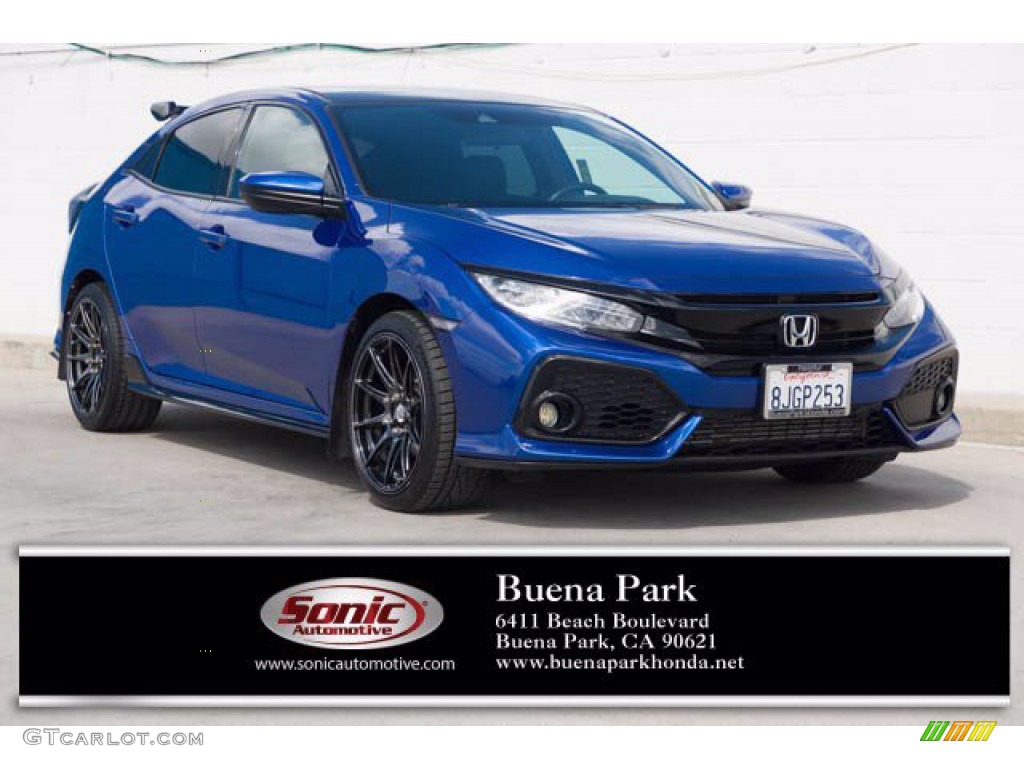 2019 Civic Sport Hatchback - Agean Blue Metallic / Black photo #1
