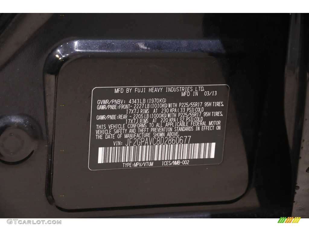 2013 XV Crosstrek 2.0 Premium - Crystal Black Silica / Ivory photo #18