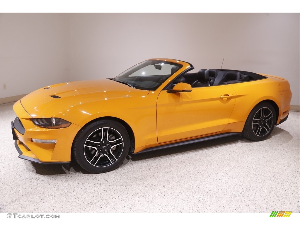 Orange Fury 2018 Ford Mustang EcoBoost Convertible Exterior Photo #143870963