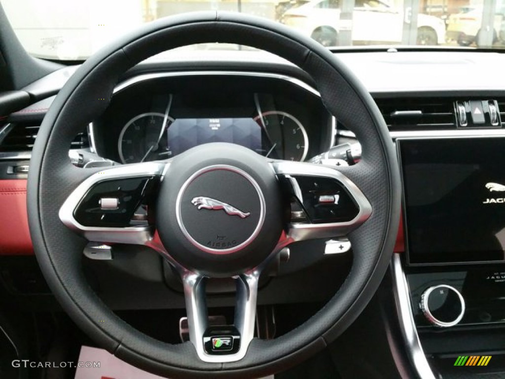 2022 Jaguar XF R-Dynamic SE AWD Mars Red/Ebony Steering Wheel Photo #143871111