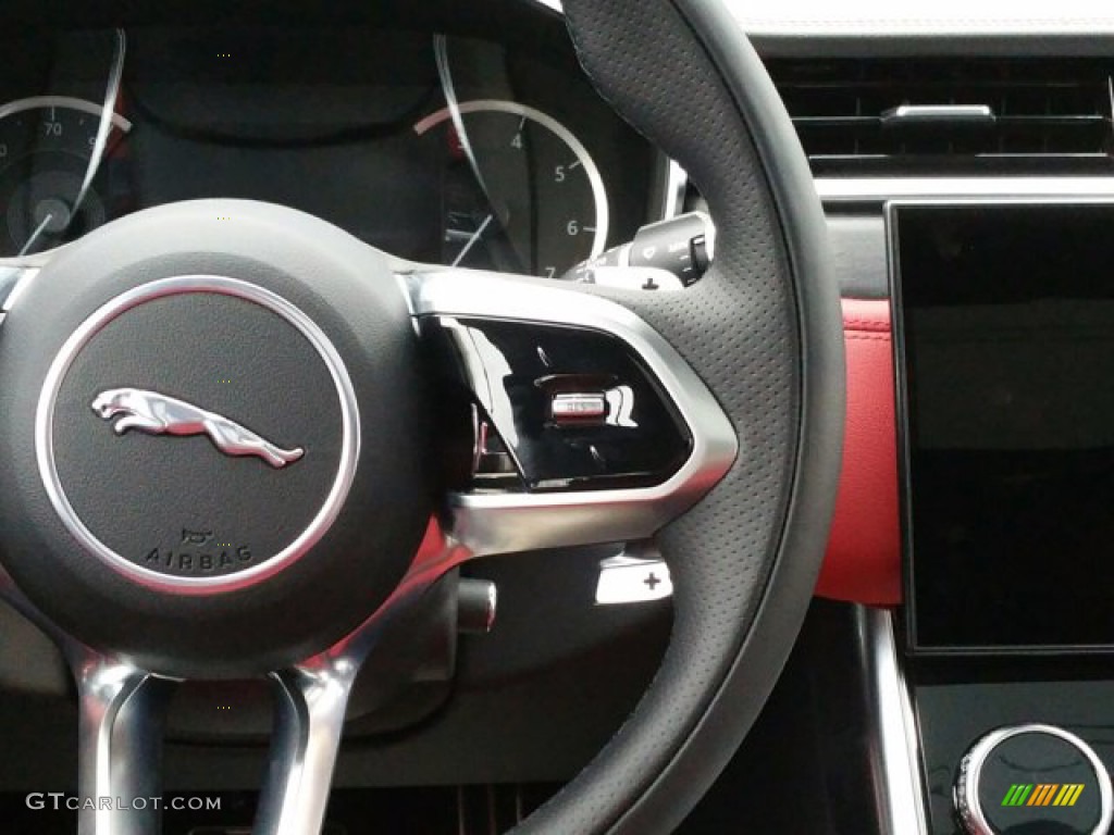 2022 Jaguar XF R-Dynamic SE AWD Mars Red/Ebony Steering Wheel Photo #143871147
