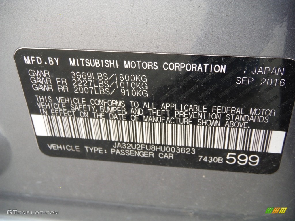 2017 Lancer LE - Mercury Gray Pearl / Black photo #24