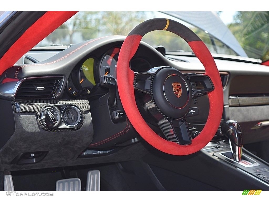 2019 Porsche 911 GT2 RS Black/Red Alcantara Steering Wheel Photo #143875280