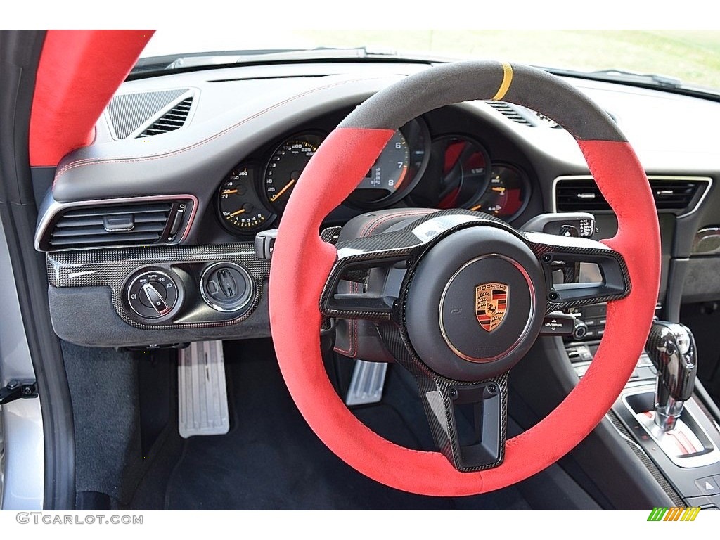2019 Porsche 911 GT2 RS Black/Red Alcantara Steering Wheel Photo #143875847