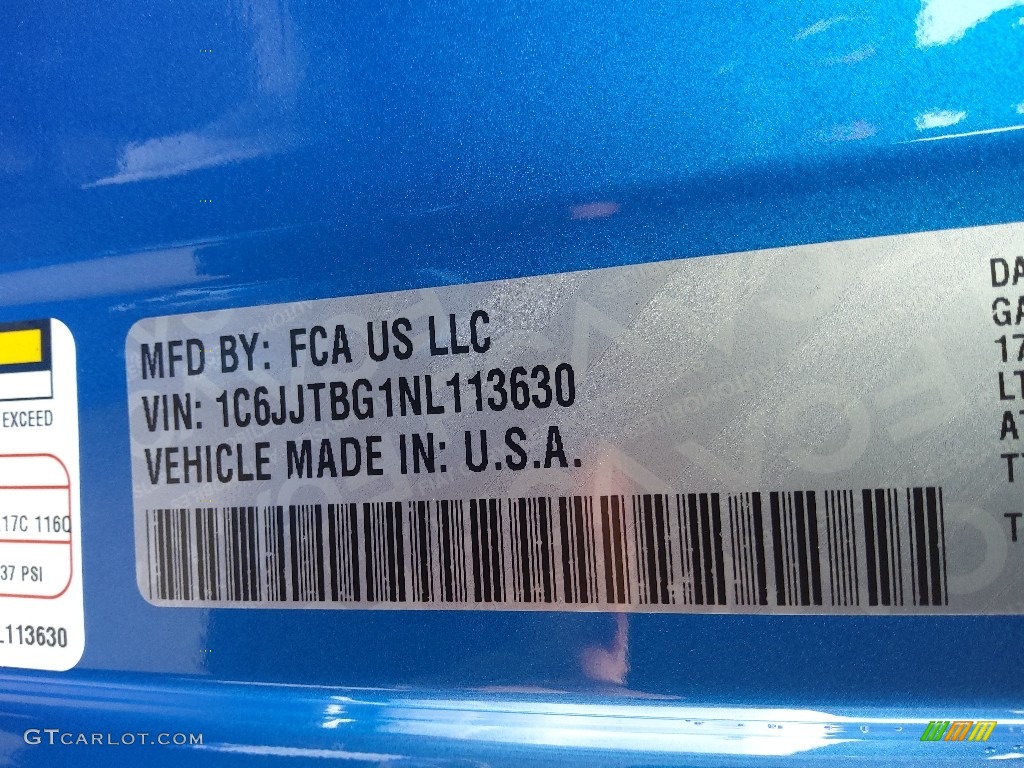 2022 Gladiator Rubicon 4x4 - Hydro Blue Pearl / Black photo #32