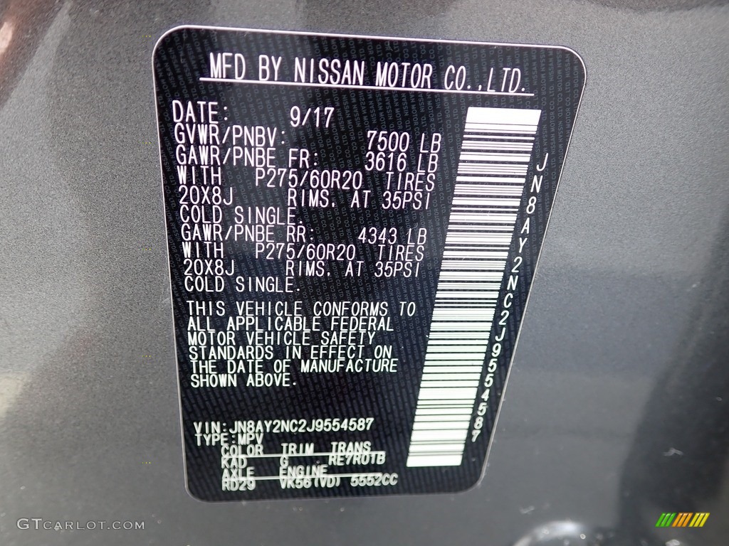 2018 Armada Color Code KAD for Gun Metallic Photo #143893155