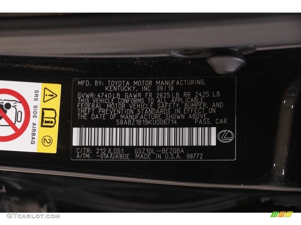 2019 ES Color Code 212 for Obsidian Photo #143895785