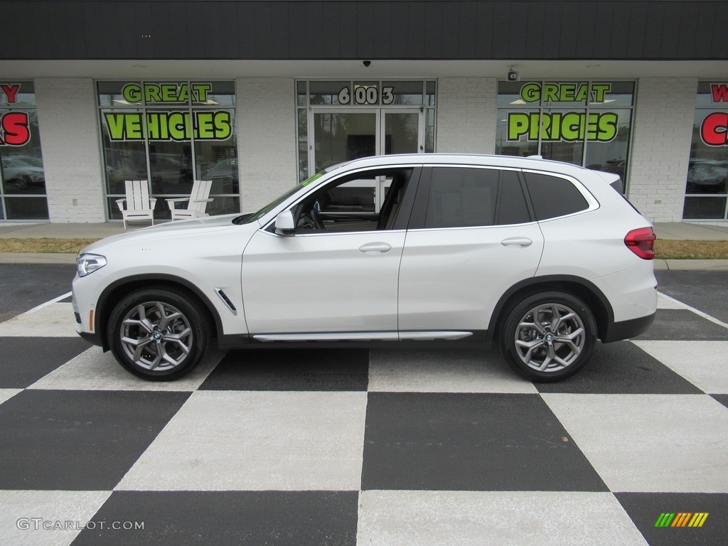 2021 X3 xDrive30i - Mineral White Metallic / Canberra Beige/Black photo #1