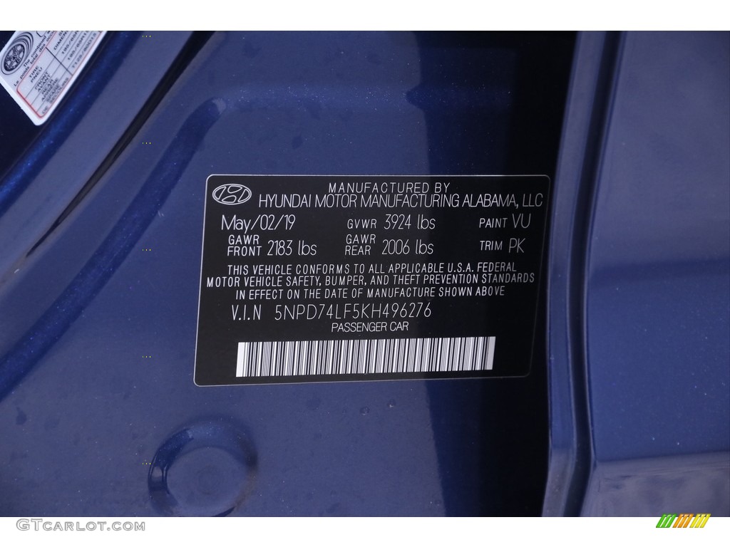 2019 Elantra SE - Lakeside Blue / Gray photo #19