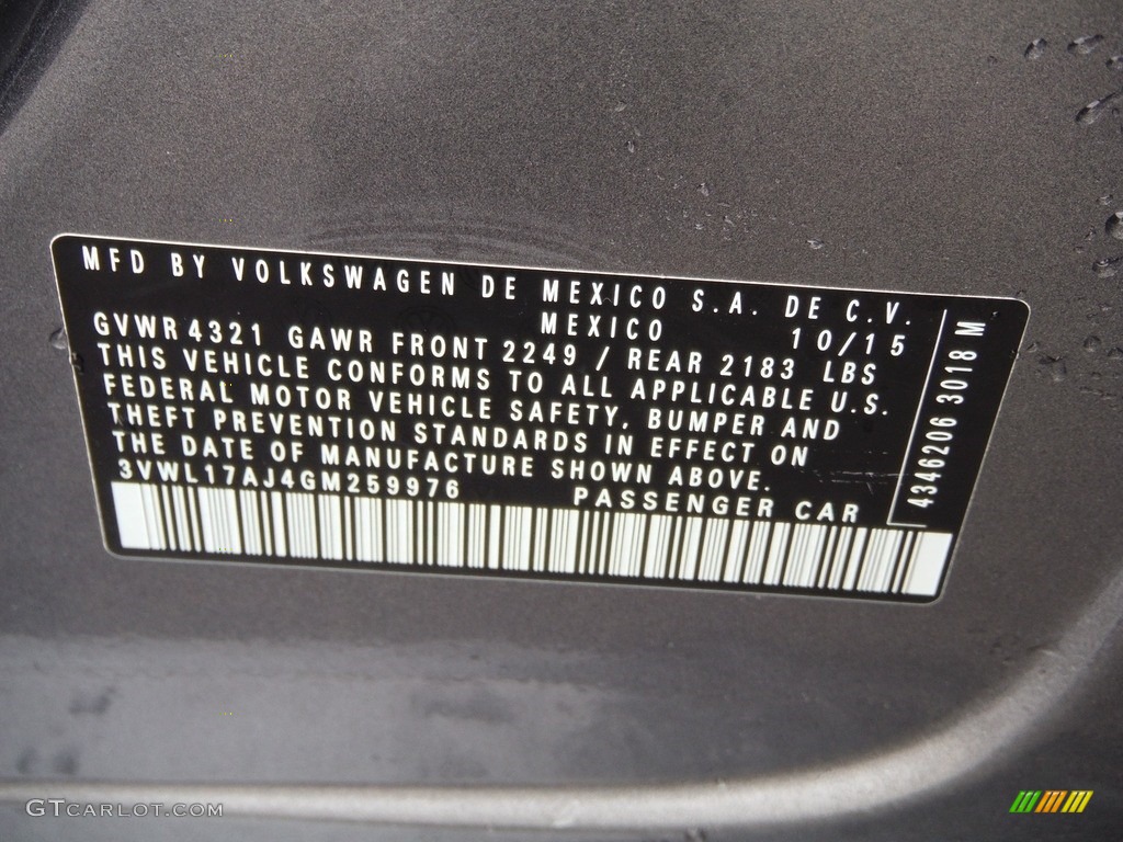 2016 Jetta SEL - Platinum Grey Metallic / Titan Black photo #27