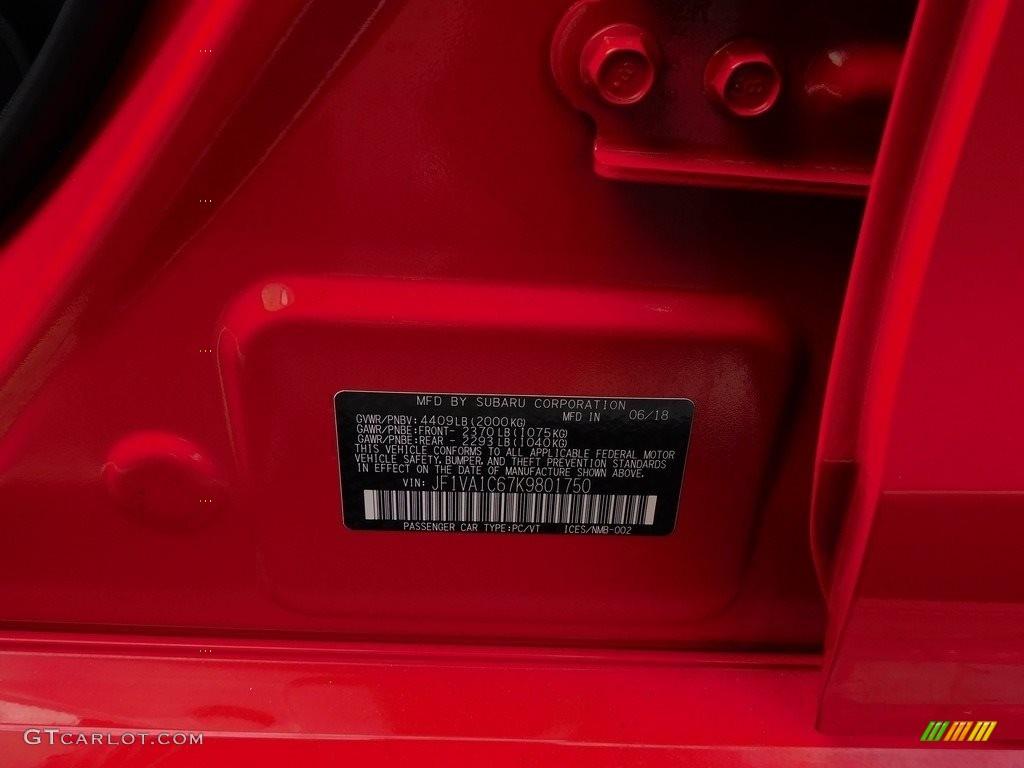 2019 WRX Premium - Pure Red / Carbon Black photo #22