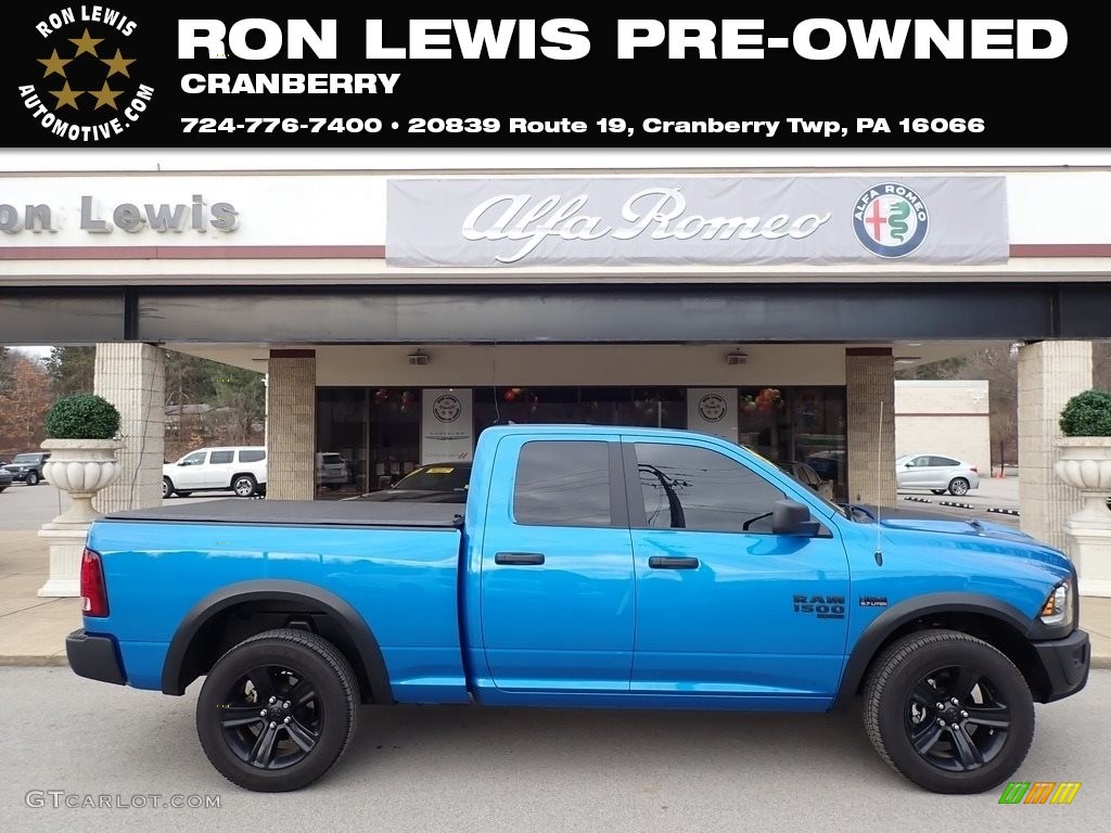 2021 1500 Classic Quad Cab 4x4 - Hydro Blue Pearl / Black photo #1