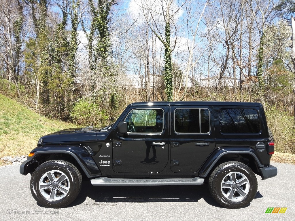 Black 2020 Jeep Wrangler Unlimited Sahara 4x4 Exterior Photo #143932705