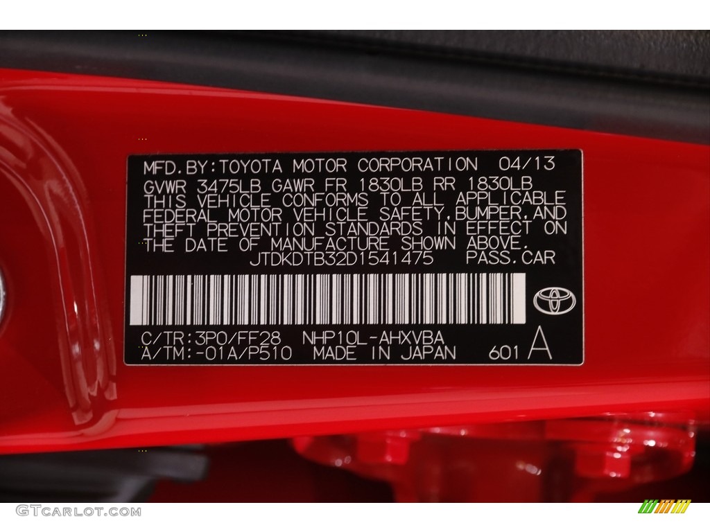 2013 Toyota Prius c Hybrid One Color Code Photos
