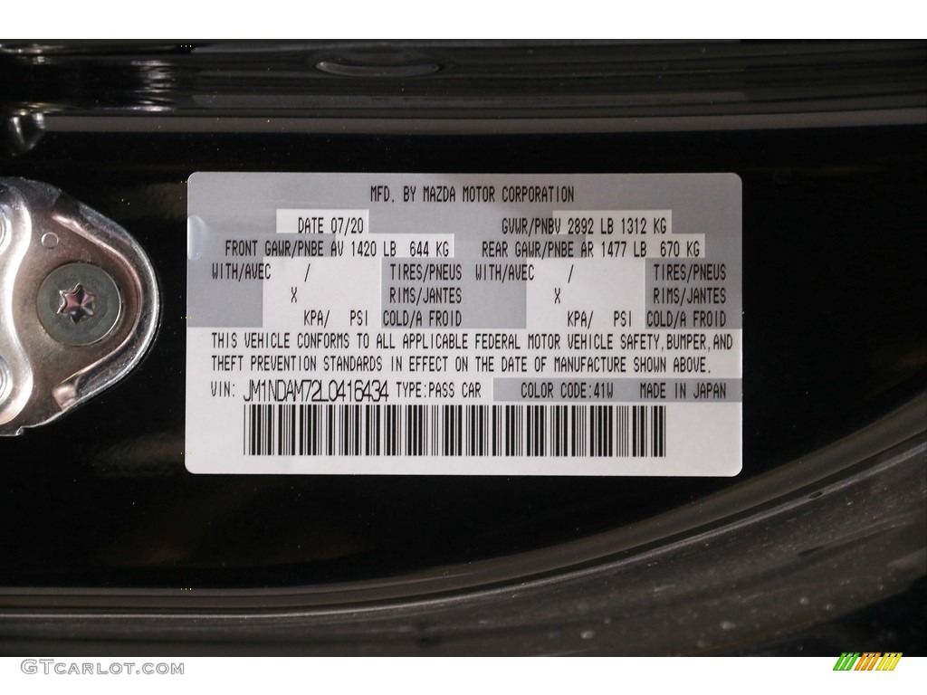 2020 Mazda MX-5 Miata RF Grand Touring Color Code Photos