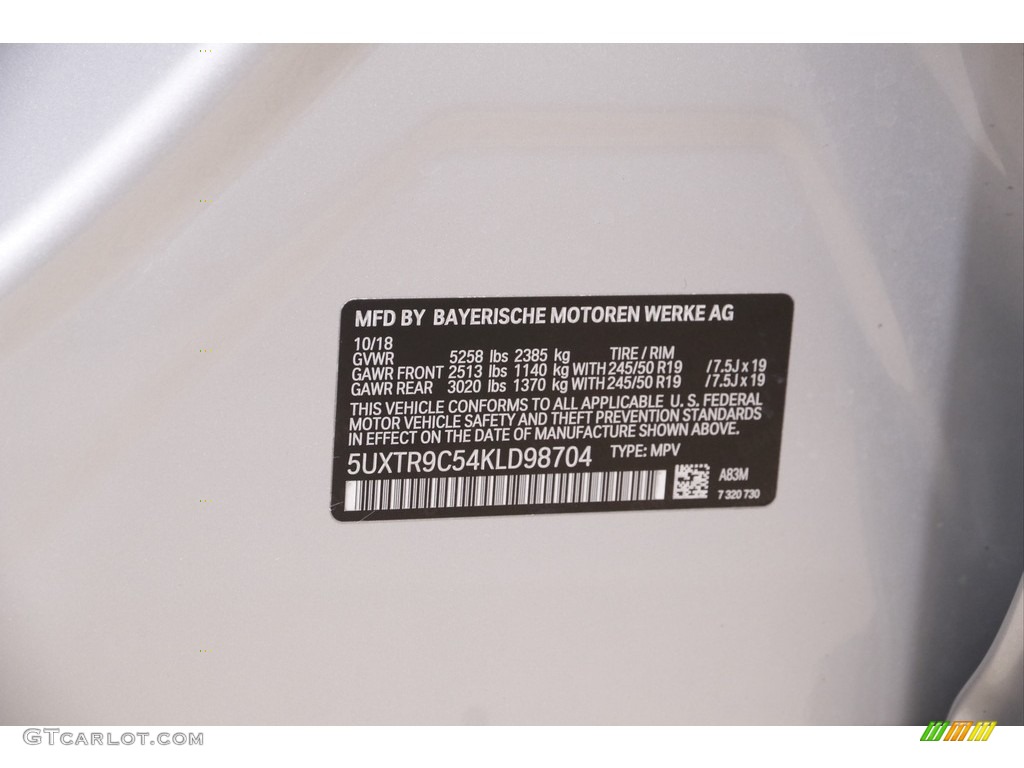2019 X3 xDrive30i - Glacier Silver Metallic / Black photo #24