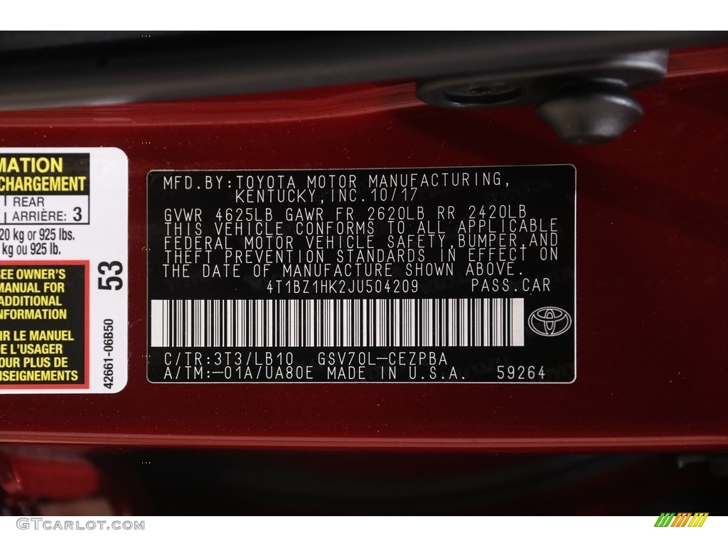 2018 Camry XSE V6 - Ruby Flare Pearl / Ash photo #20