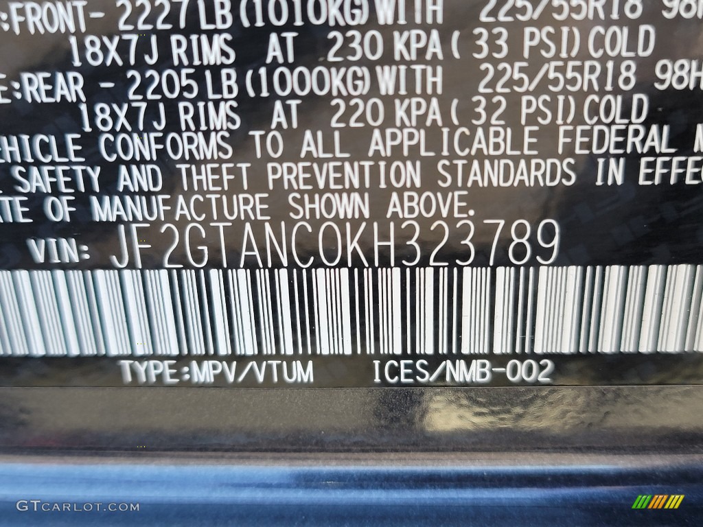 2019 Crosstrek 2.0i Limited - Dark Gray Metallic / Black photo #37