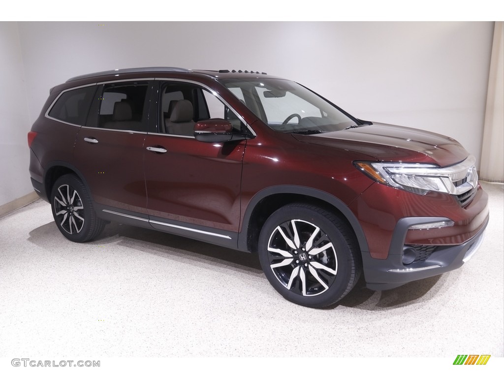 2021 Pilot Touring AWD - Deep Scarlet Pearl / Beige photo #1