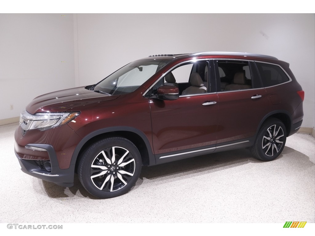 2021 Pilot Touring AWD - Deep Scarlet Pearl / Beige photo #3