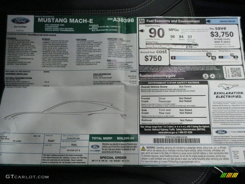2021 Ford Mustang Mach-E Premium eAWD Window Sticker Photos