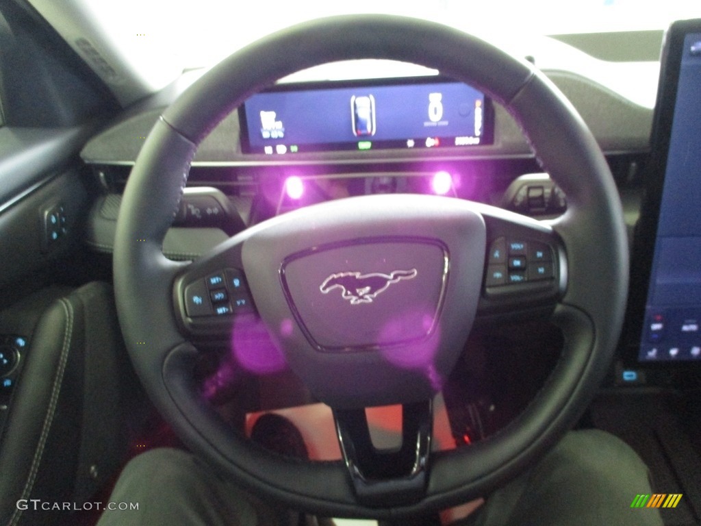2021 Ford Mustang Mach-E Premium eAWD Black Onyx Steering Wheel Photo #143941124