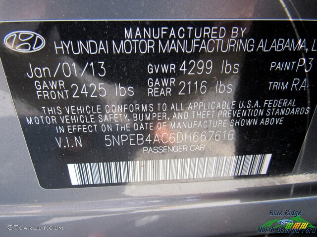 2013 Sonata GLS - Harbor Gray Metallic / Gray photo #20