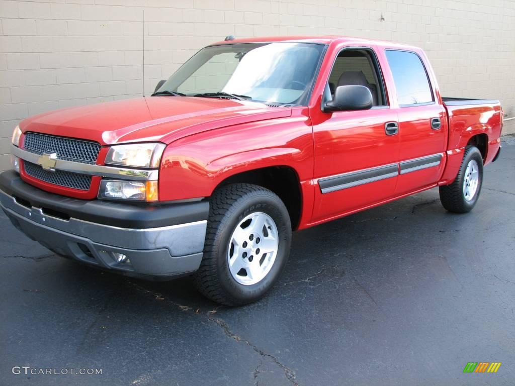 2005 Silverado 1500 LS Crew Cab - Victory Red / Tan photo #2