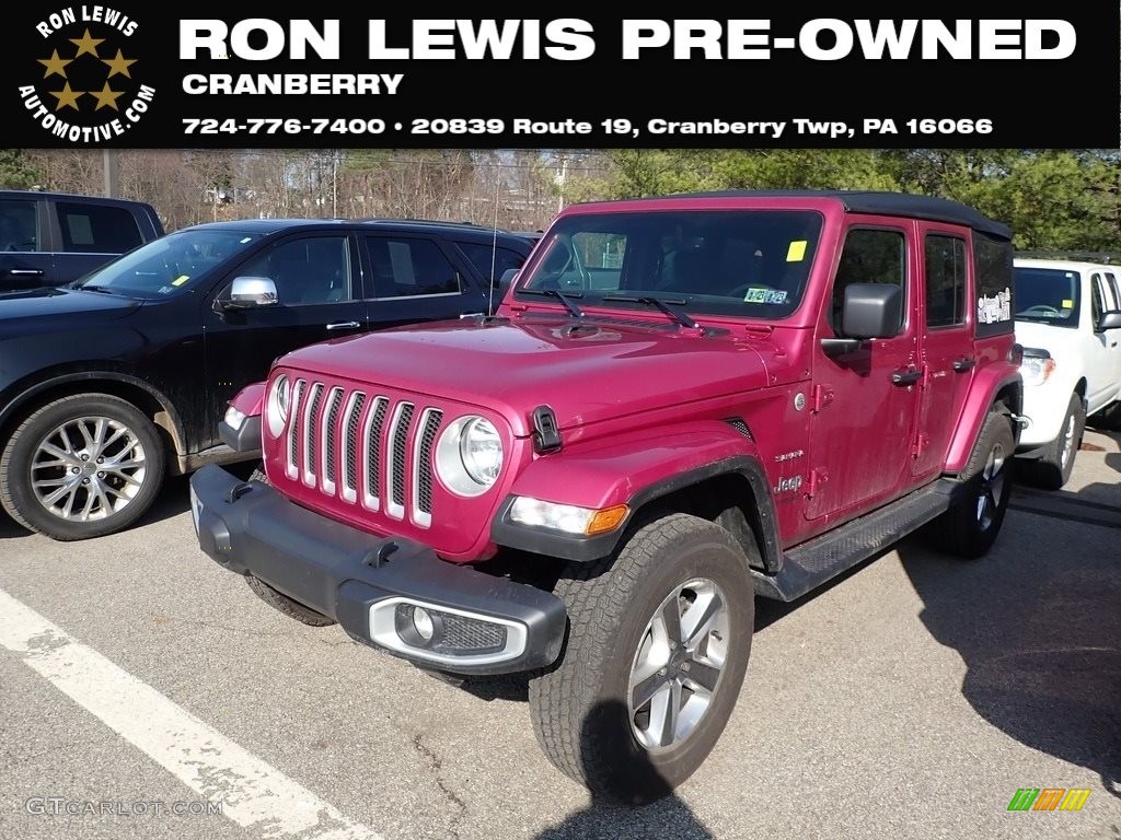 2022 Wrangler Unlimited Sahara 4x4 - Snazzberry Pearl / Black photo #1