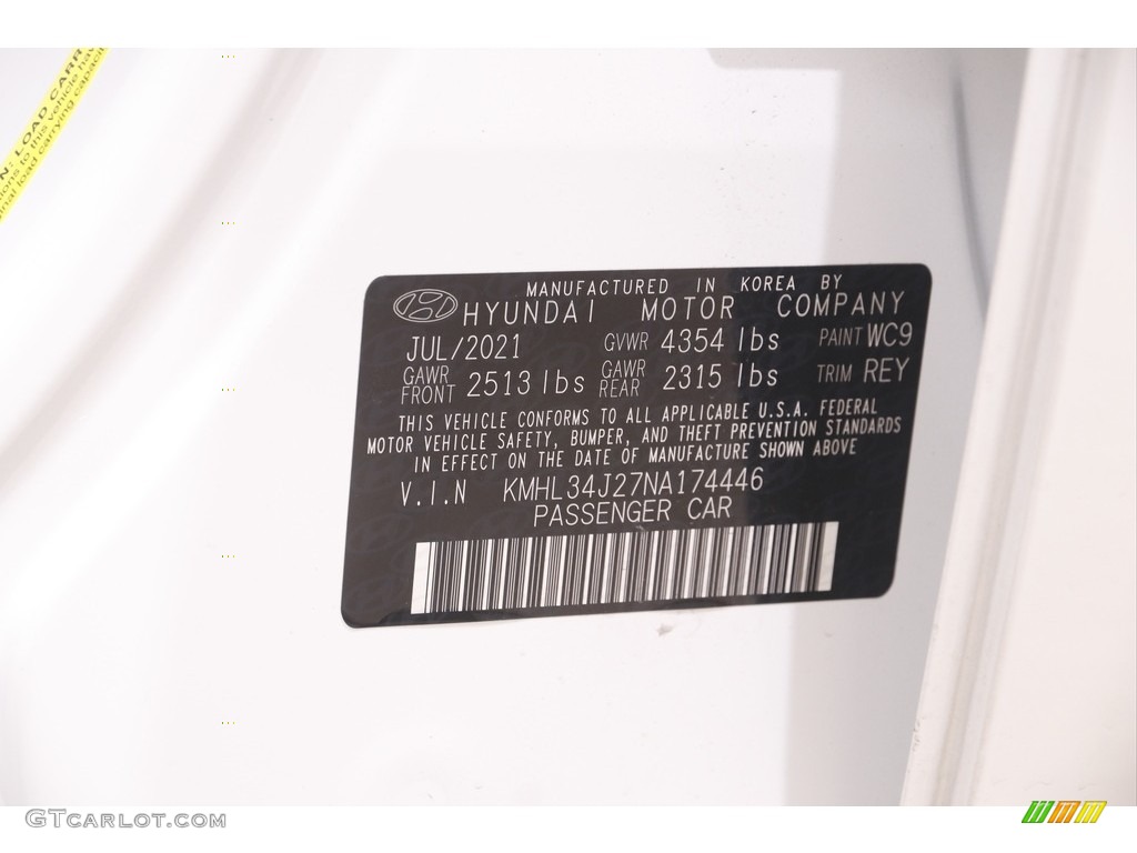 2022 Hyundai Sonata Limited Color Code Photos