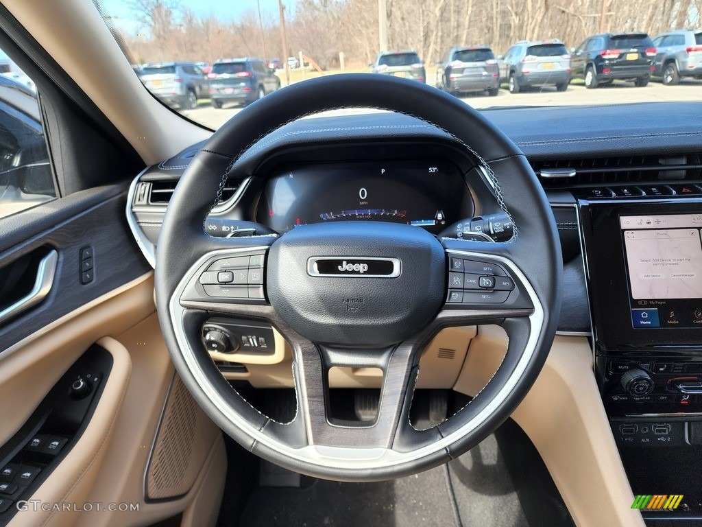 2022 Jeep Grand Cherokee L Limited 4x4 Global Black/Wicker Beige Steering Wheel Photo #143945425