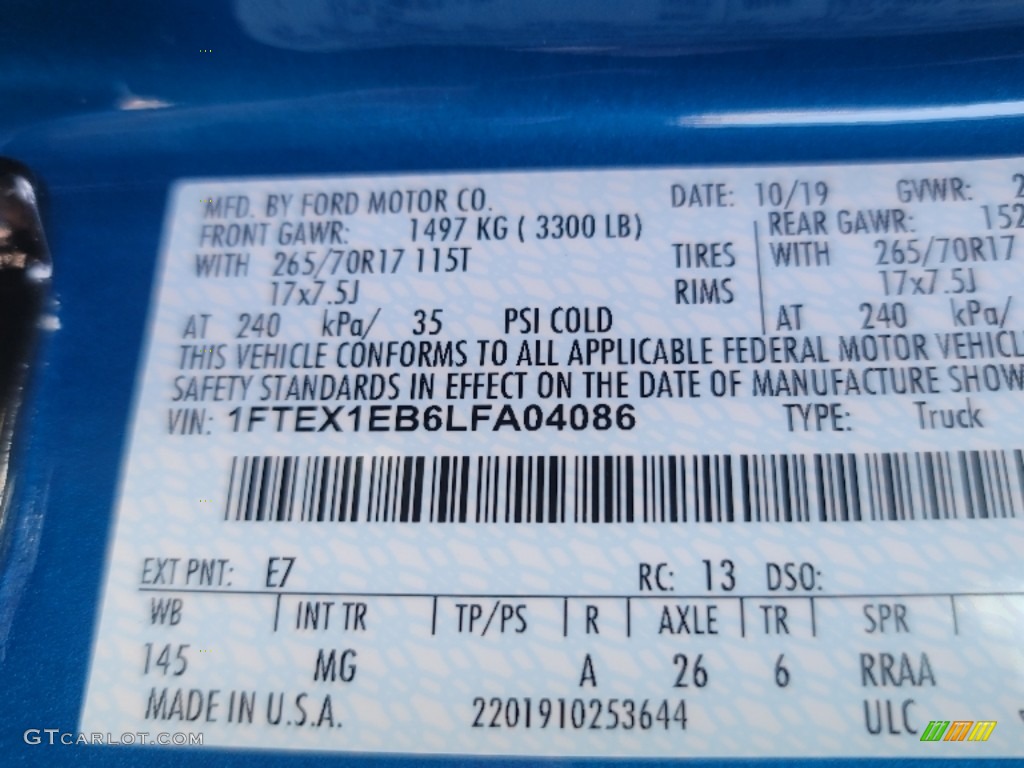 2020 F150 Color Code E7 for Velocity Blue Photo #143945452