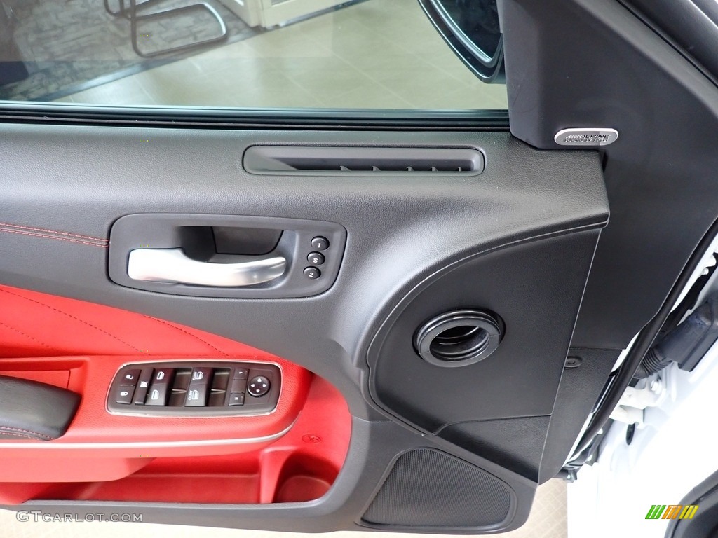 2021 Dodge Charger Scat Pack Widebody Black/Ruby Red Door Panel Photo #143946769