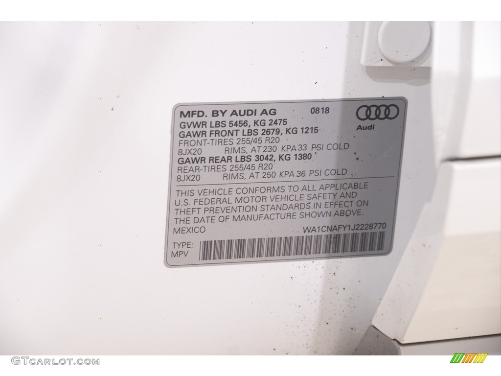 2018 Q5 2.0 TFSI Prestige quattro - Ibis White / Black photo #22