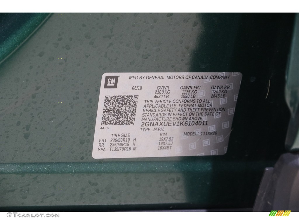 2019 Equinox LT AWD - Ivy Green Metallic / Medium Ash Gray photo #20