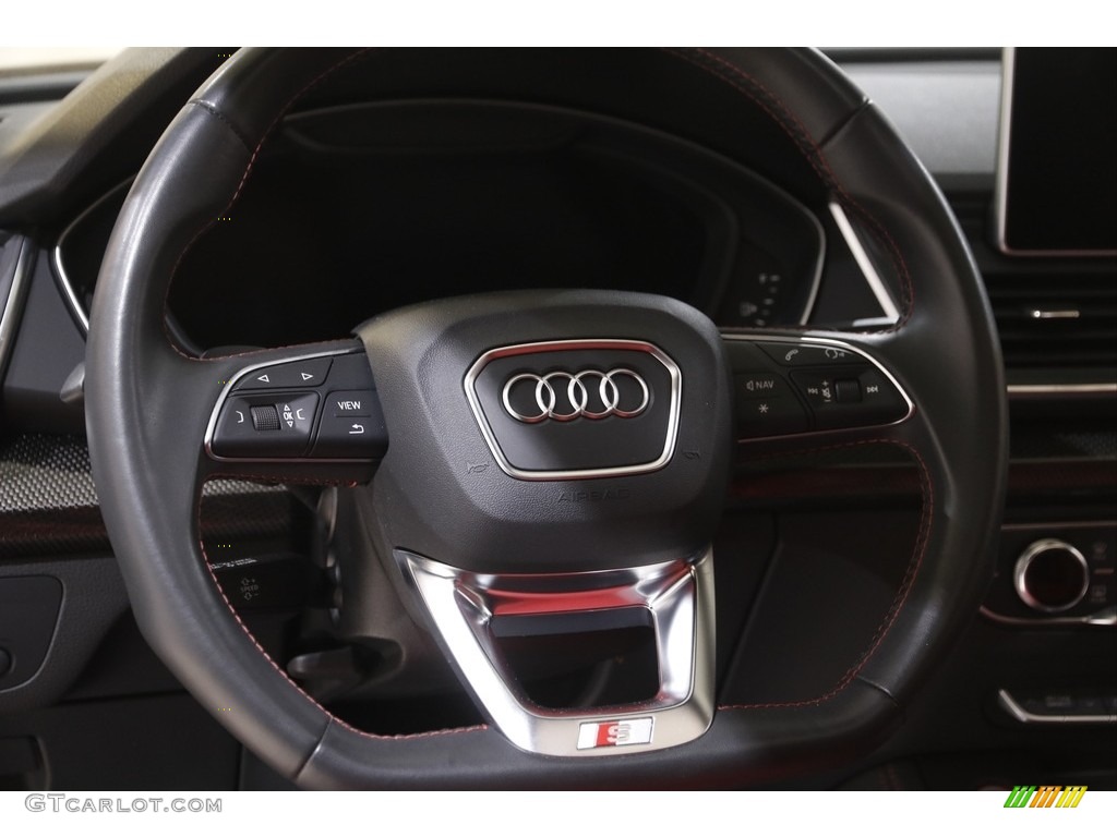 2019 Audi SQ5 Premium Plus quattro Magma Red Steering Wheel Photo #143953355