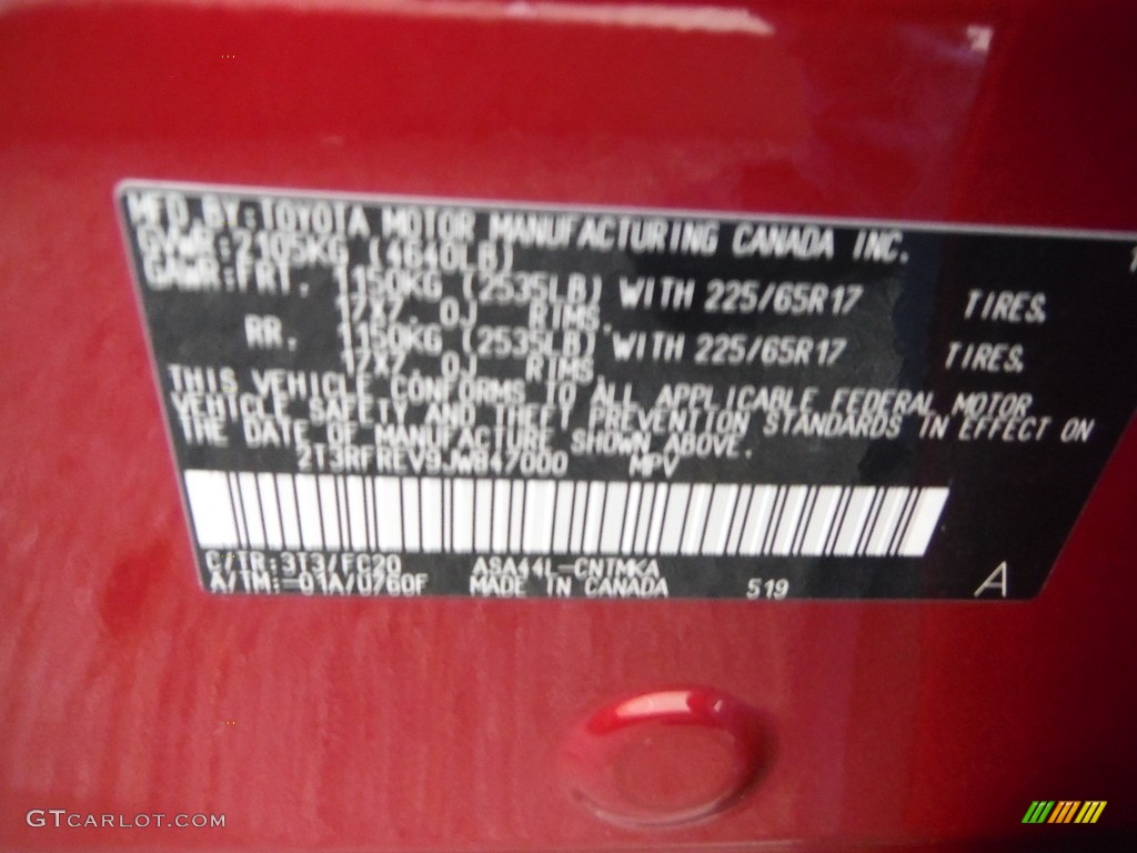 2018 RAV4 XLE AWD - Ruby Flare Pearl / Black photo #35