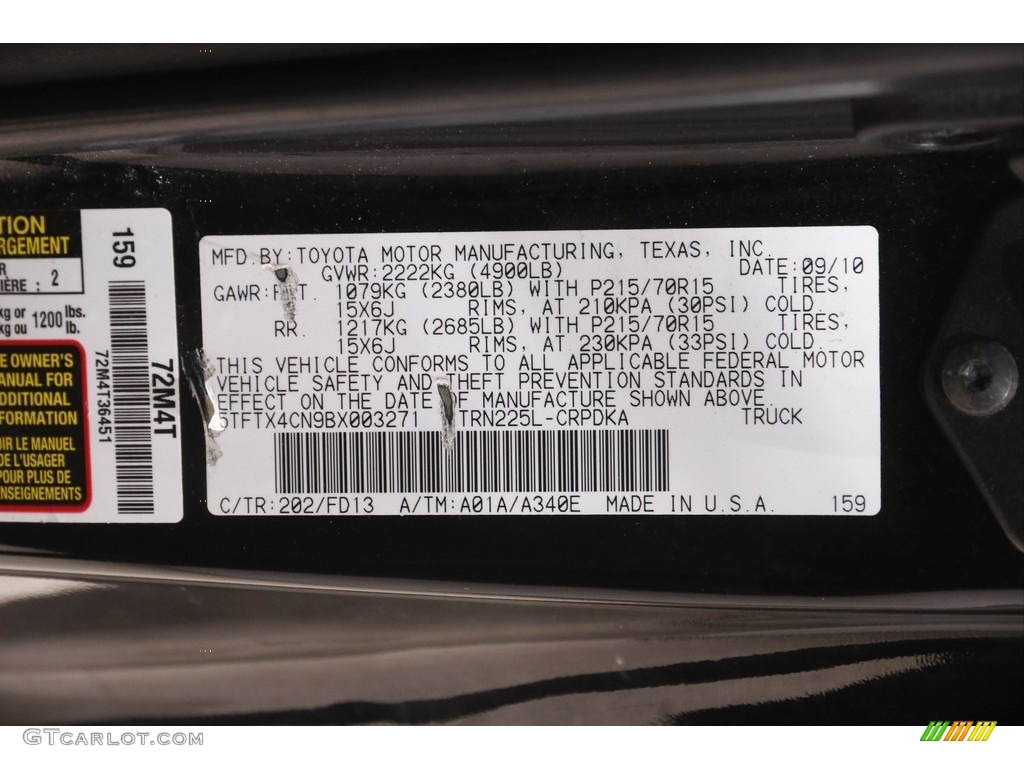 2011 Tacoma Access Cab - Black / Graphite Gray photo #16