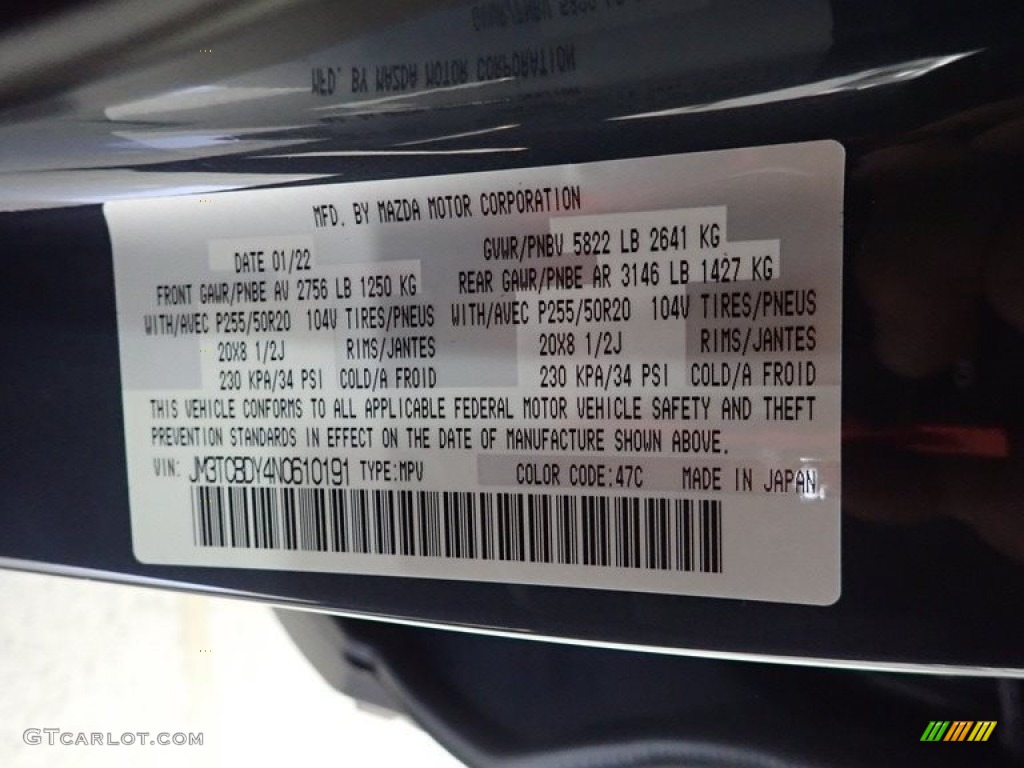 2022 Mazda CX-9 Carbon Edition AWD Color Code Photos