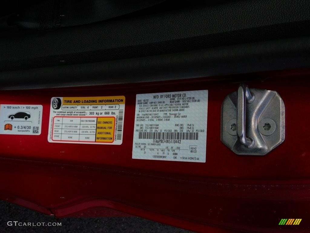 2022 Mustang Color Code D4 for Rapid Red Metallic Photo #143967599