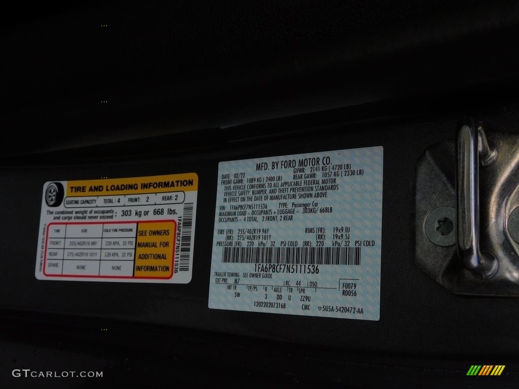 2022 Mustang Color Code M7 for Carbonized Gray Metallic Photo #143968082