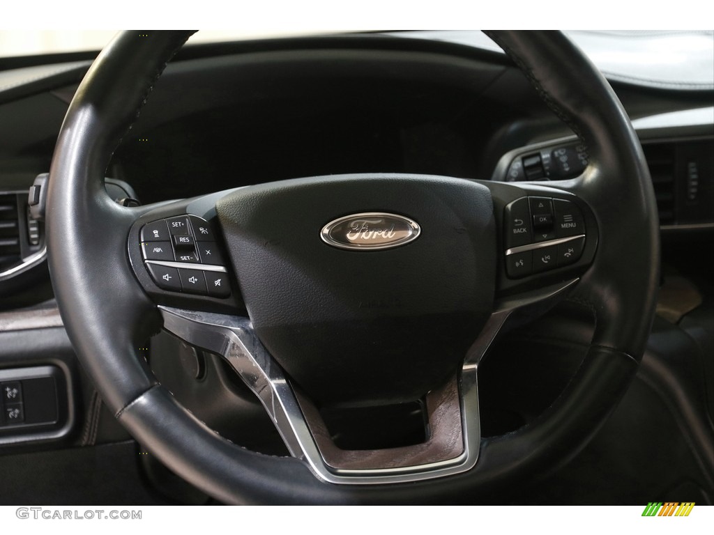2020 Ford Explorer Platinum 4WD Ebony Steering Wheel Photo #143969462