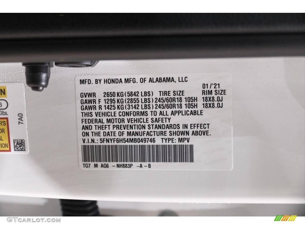 2021 Pilot EX-L AWD - Platinum White Pearl / Black photo #22