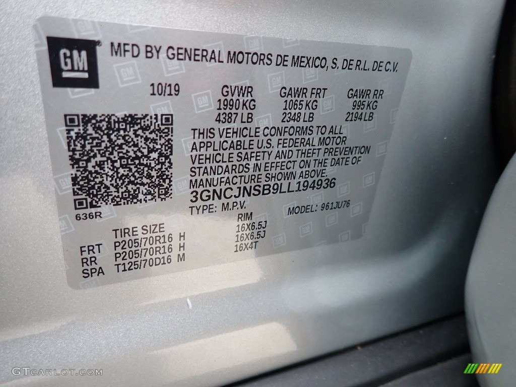 2020 Trax LS AWD - Silver Ice Metallic / Jet Black photo #15