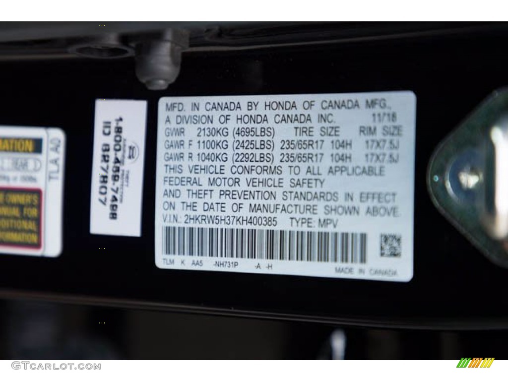 2019 CR-V LX - Crystal Black Pearl / Black photo #38