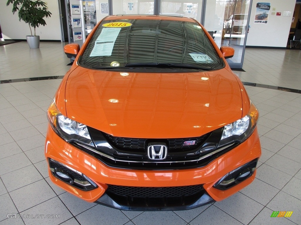 2015 Civic Si Coupe - Orange Fire Pearl / Si Black/Red photo #2