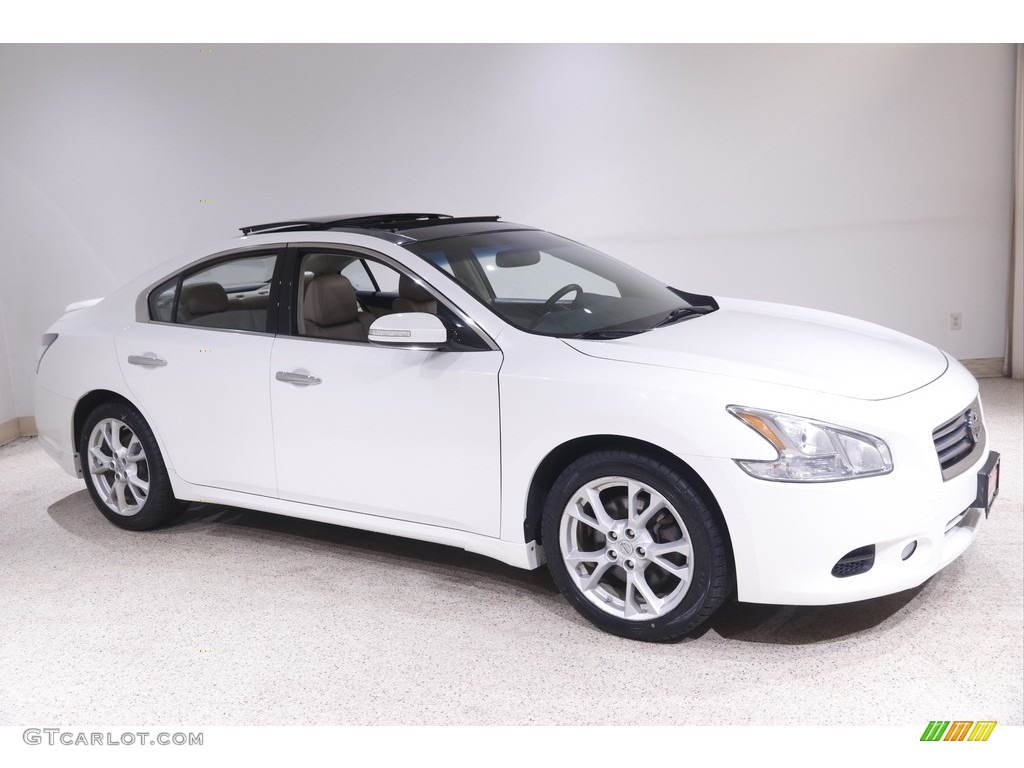 2012 Maxima 3.5 SV - Winter Frost White / Cafe Latte photo #1